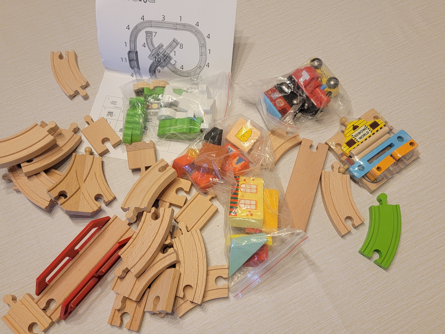 Wooden Cross Traffic Tracks Train Set - 60-Piece Railway Adventure