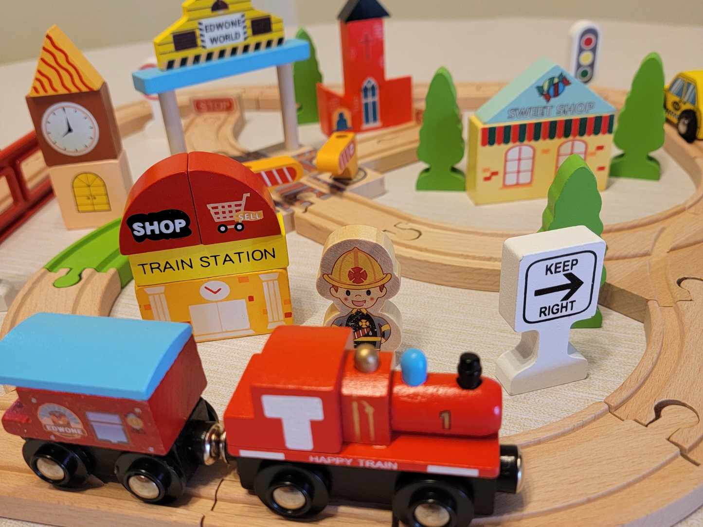 Wooden Cross Traffic Tracks Train Set - 60-Piece Railway Adventure