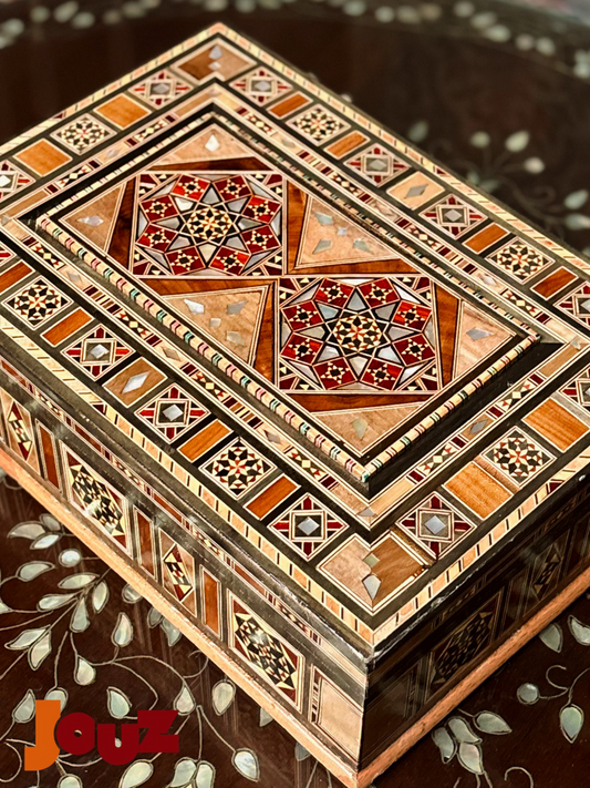 Rectangle Wooden Mosaic Box - High Quality Handcrafted Jewelry Storage, Boho Home Decor, Artisan Inlay Trinket Box, Gift for Her, Memory box