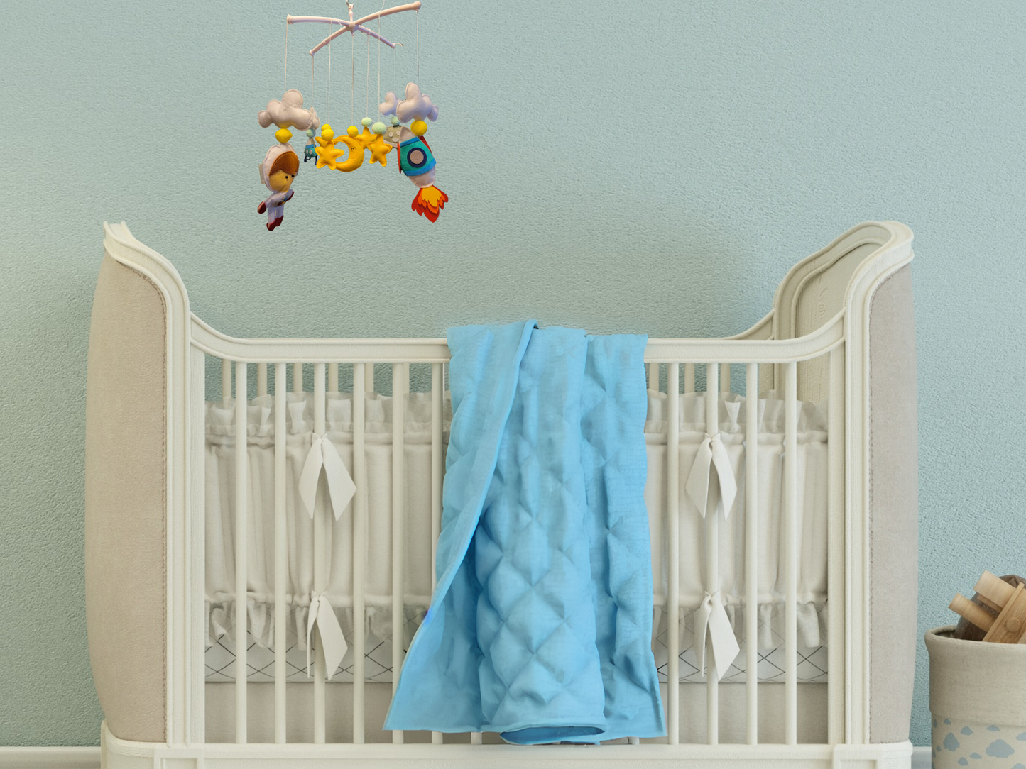 Hand-Sewed Felt Space Baby Mobile | Astronaut, Rocket Ship; Planet Crib Mobile