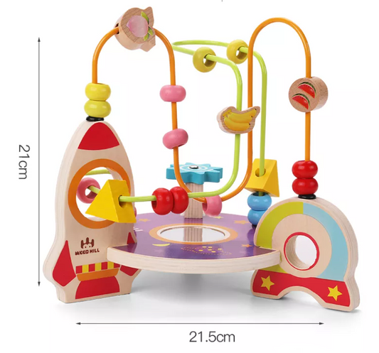 Wooden Rocket Ship Mini Bead Maze Toy | Early Education Learning & Fine Motor Skills