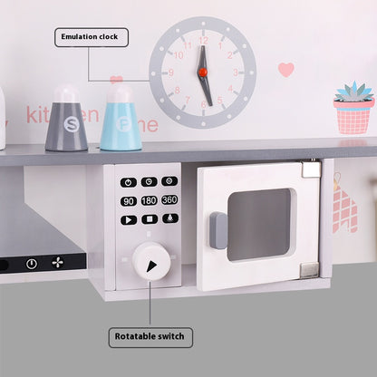 Premium Gray & White Wooden Kitchen Play Set - Montessori & Waldorf Inspired Kids Pretend Play