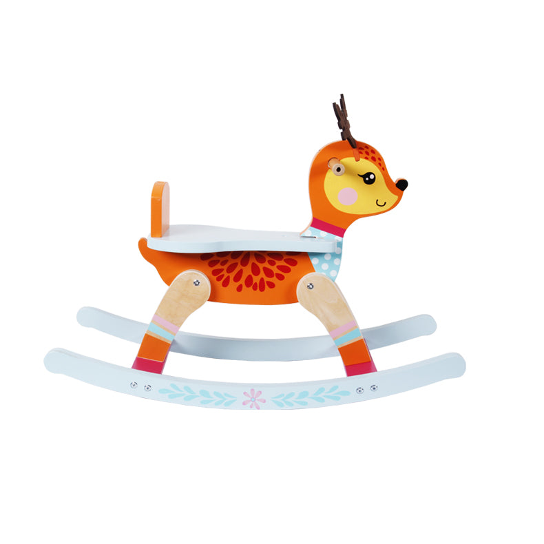 Handmade Wooden Deer Rocking Horse | Natural Wood Rocking Toy for Toddlers