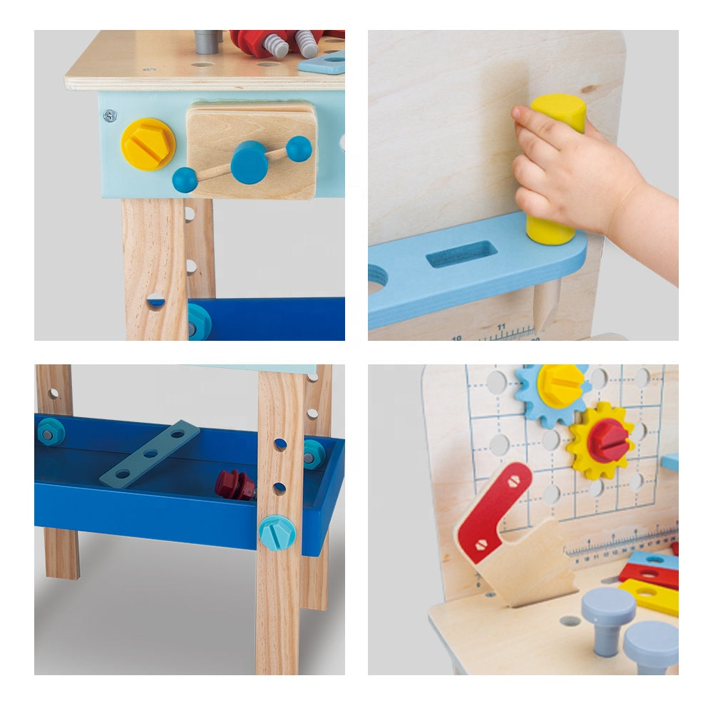 Wooden Tool Bench for Kids - 45-Piece Workshop with Tools Set