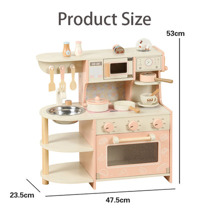 Interactive Wooden Kitchen & Cooking Toy Set - Pink Edition
