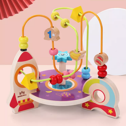 Wooden Rocket Ship Mini Bead Maze Toy | Early Education Learning & Fine Motor Skills