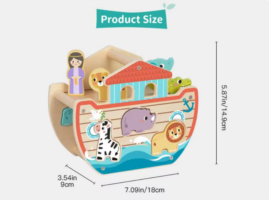 Noah's Ark Wooden Shape Sorter - An Educational & Fun Animal Adventure