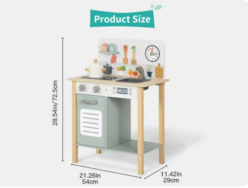 Colorful Wooden Kitchen & Cooking Toy Set for Kids - Multi-functional Pretend Play