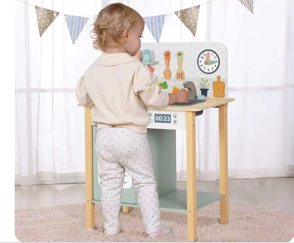 Colorful Wooden Kitchen & Cooking Toy Set for Kids - Multi-functional Pretend Play