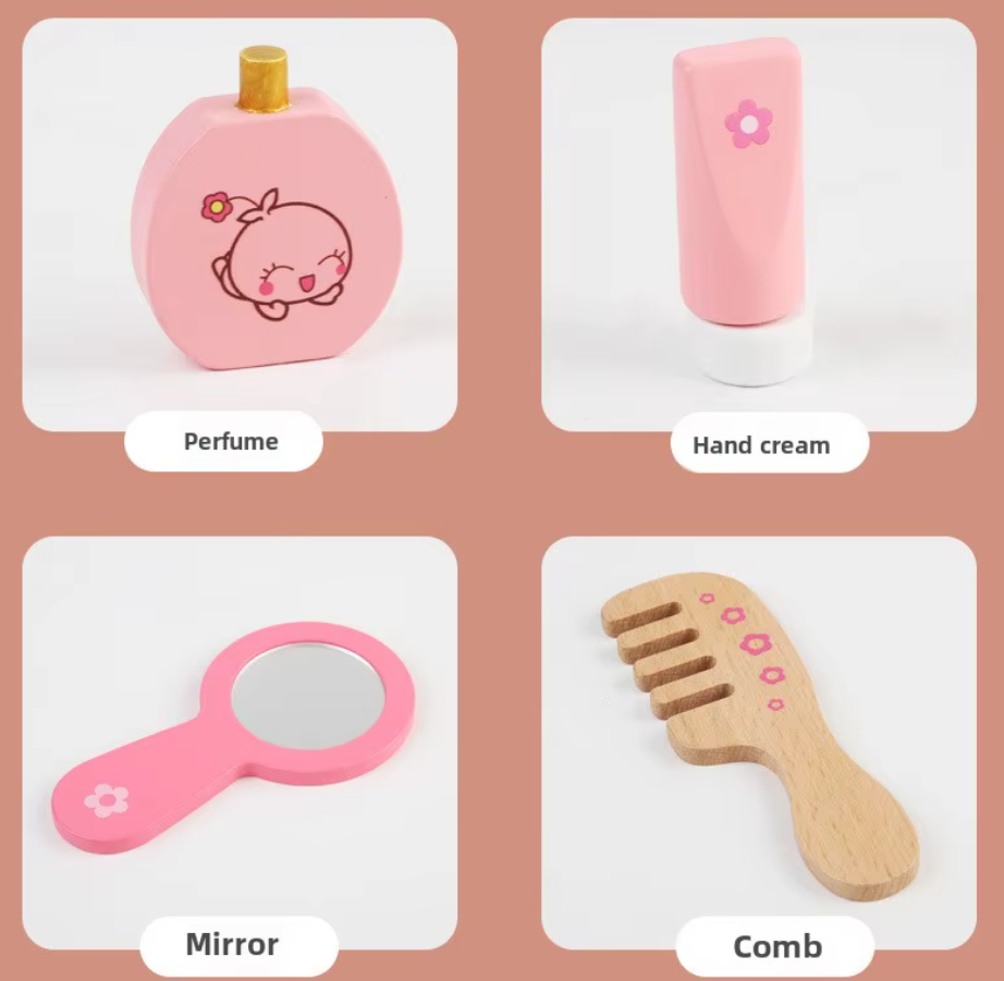 Pink Small Vanity Makeup Dresser Set for Girls with Accessories