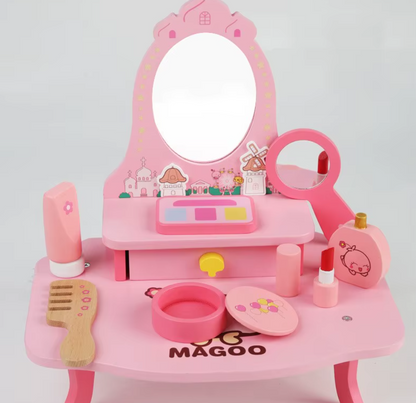 Pink Small Vanity Makeup Dresser Set for Girls with Accessories