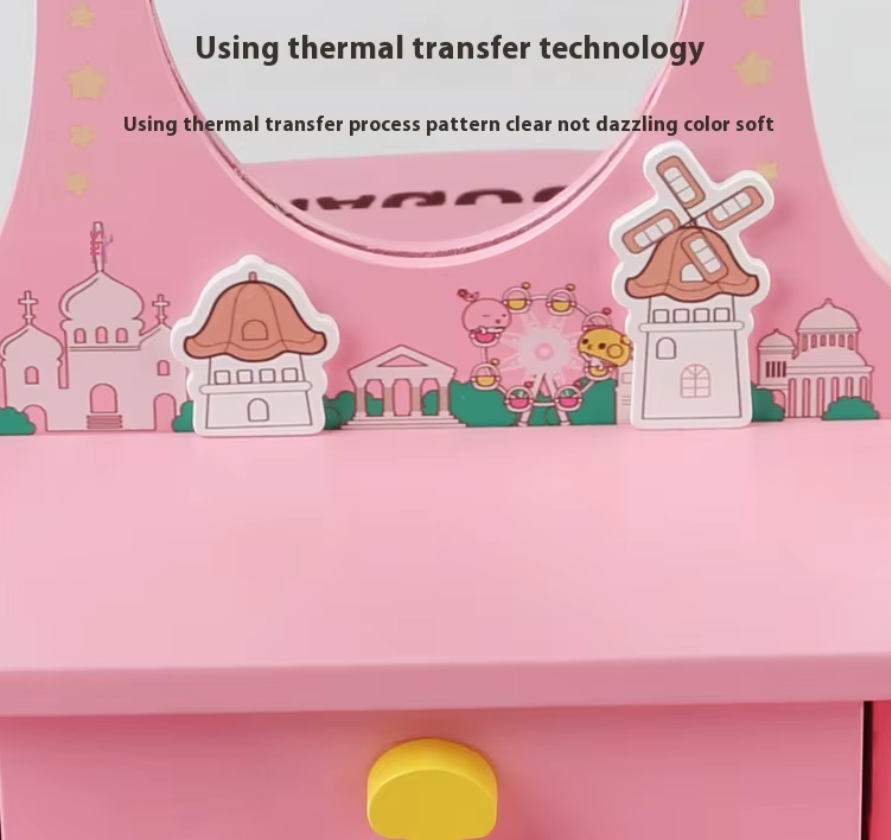 Pink Small Vanity Makeup Dresser Set for Girls with Accessories