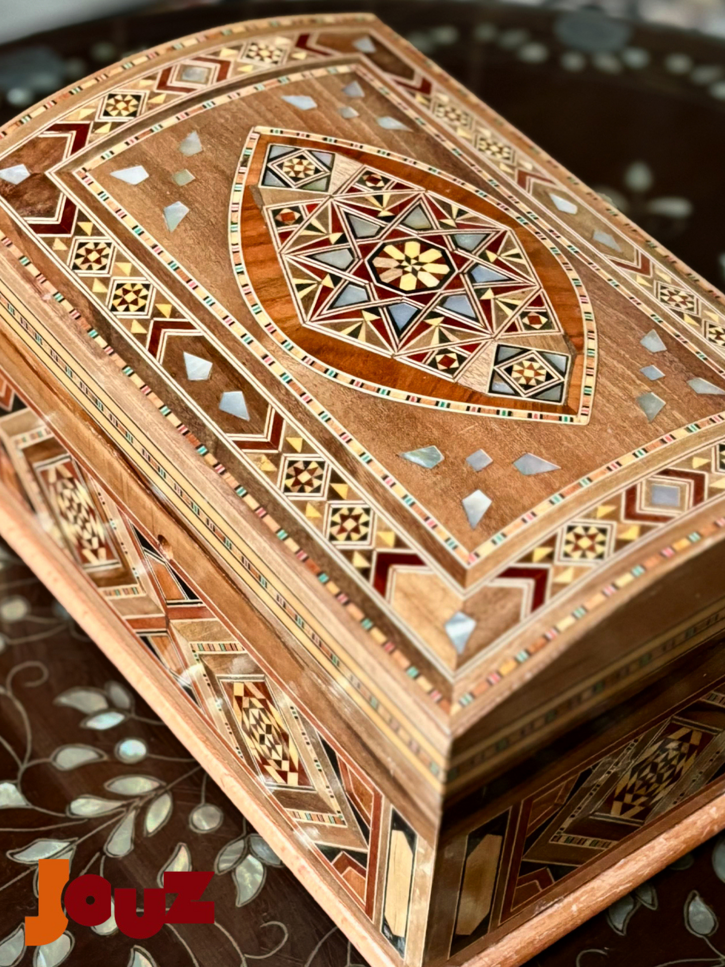 Handcrafted Wooden Mosaic Keepsake Box with Lock & Key – Unique Decorative Storage