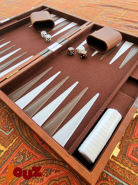 Foldable Leather Backgammon Game – Foldable Travel Board Game – Elegant Gift for Game Lovers – Great for Travel & Home