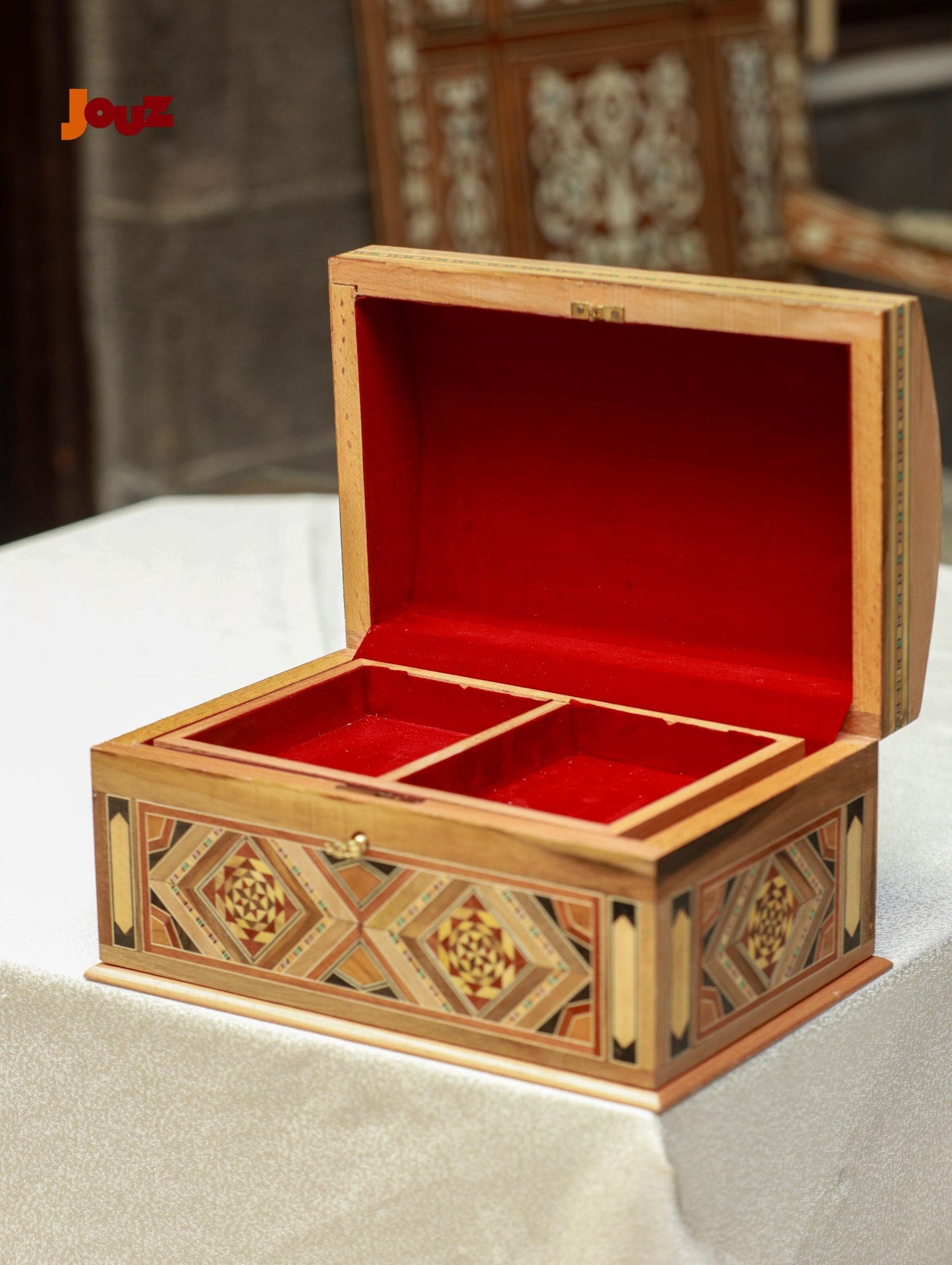Handcrafted Wooden Mosaic Keepsake Box with Lock & Key – Unique Decorative Storage