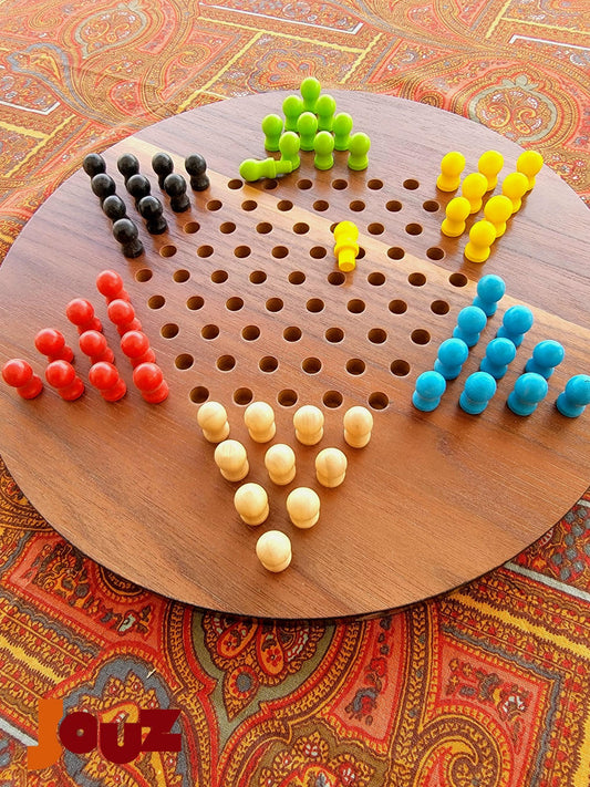 Chinese Checkers Board Game - Wooden Marble Strategy Game for Kids & Adults - Classic Family Fun, 6-Player Indoor/Outdoor Toy