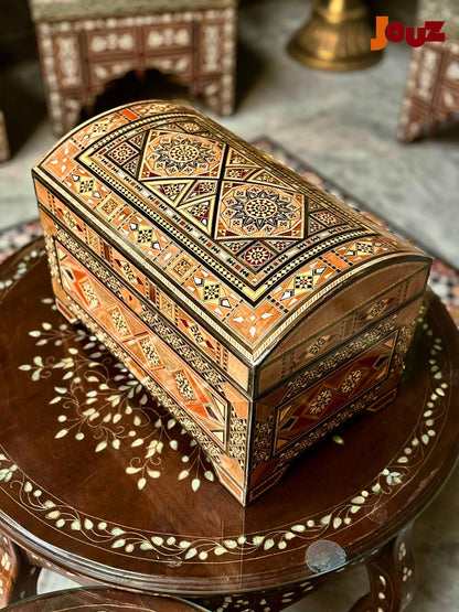 Large Handcrafted Wooden Mosaic Box with key, Luxury Handmade Jewelry Box, Boho Home Decor, Jewelry Organizer - Unique Gift Idea,