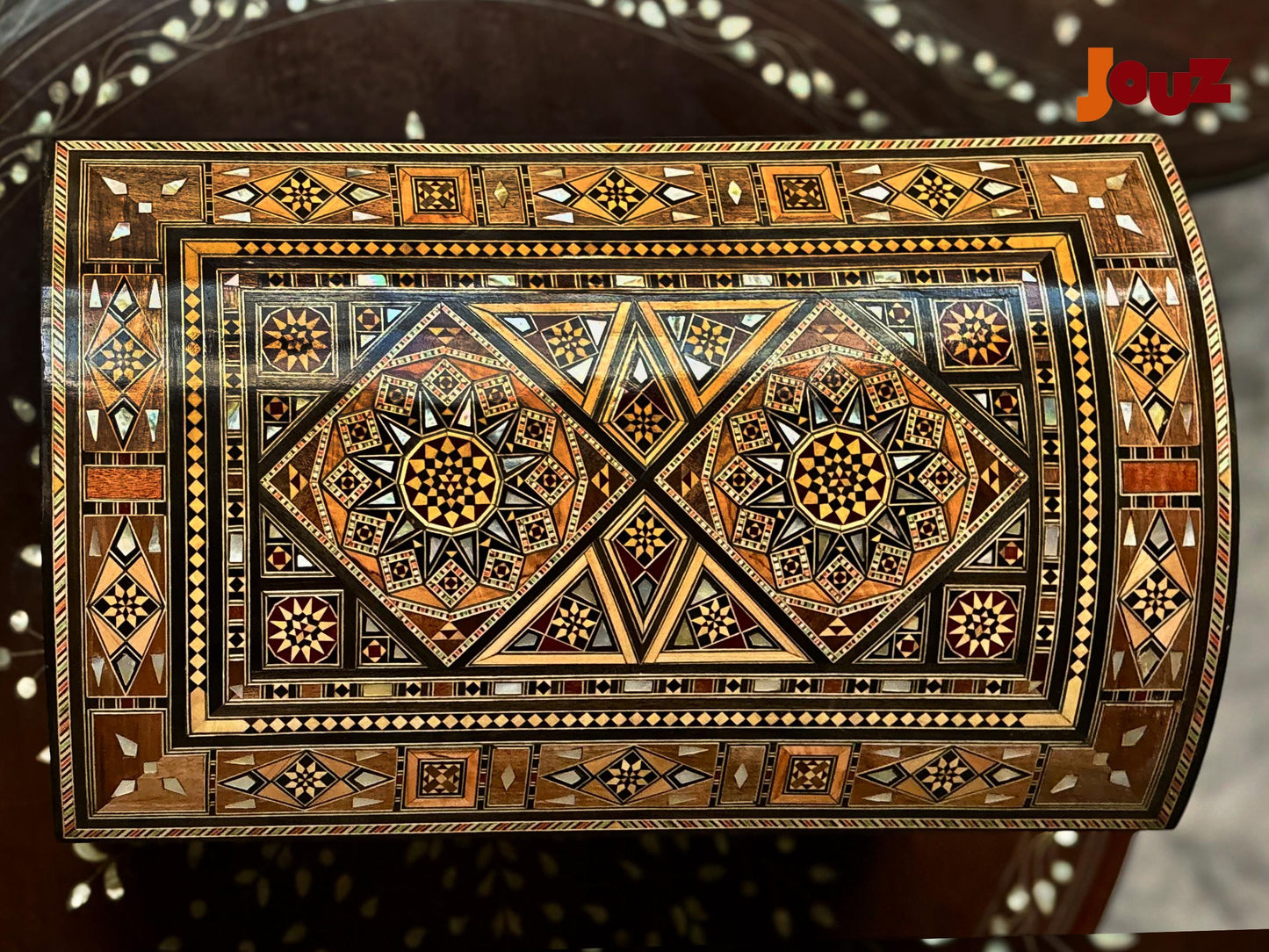 Large Handcrafted Wooden Mosaic Box with key, Luxury Handmade Jewelry Box, Boho Home Decor, Jewelry Organizer - Unique Gift Idea,