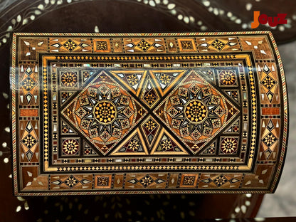 Large Handcrafted Wooden Mosaic Box with key, Luxury Handmade Jewelry Box, Boho Home Decor, Jewelry Organizer - Unique Gift Idea,