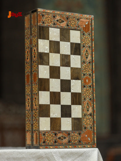 Handmade Wooden Folding Chess Backgammon Board 2-in-1  - high Quality, Artisan Crafted