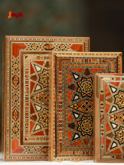 Set of 3 Wooden Mosaic Boxes – Small, Medium & Large – Handcrafted Decorative Trinket Boxes, perfect gift idea
