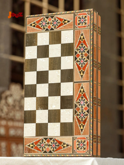 Handcrafted Wooden Backgammon & Chess Set – 3 Sizes (Small, Medium, Large) – 3 Games in 1