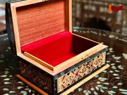 Handcrafted Medium Wooden Mosaic Box - High Quality Mother of Pearl Inlay - Jewelry Trinket Storage , boho style