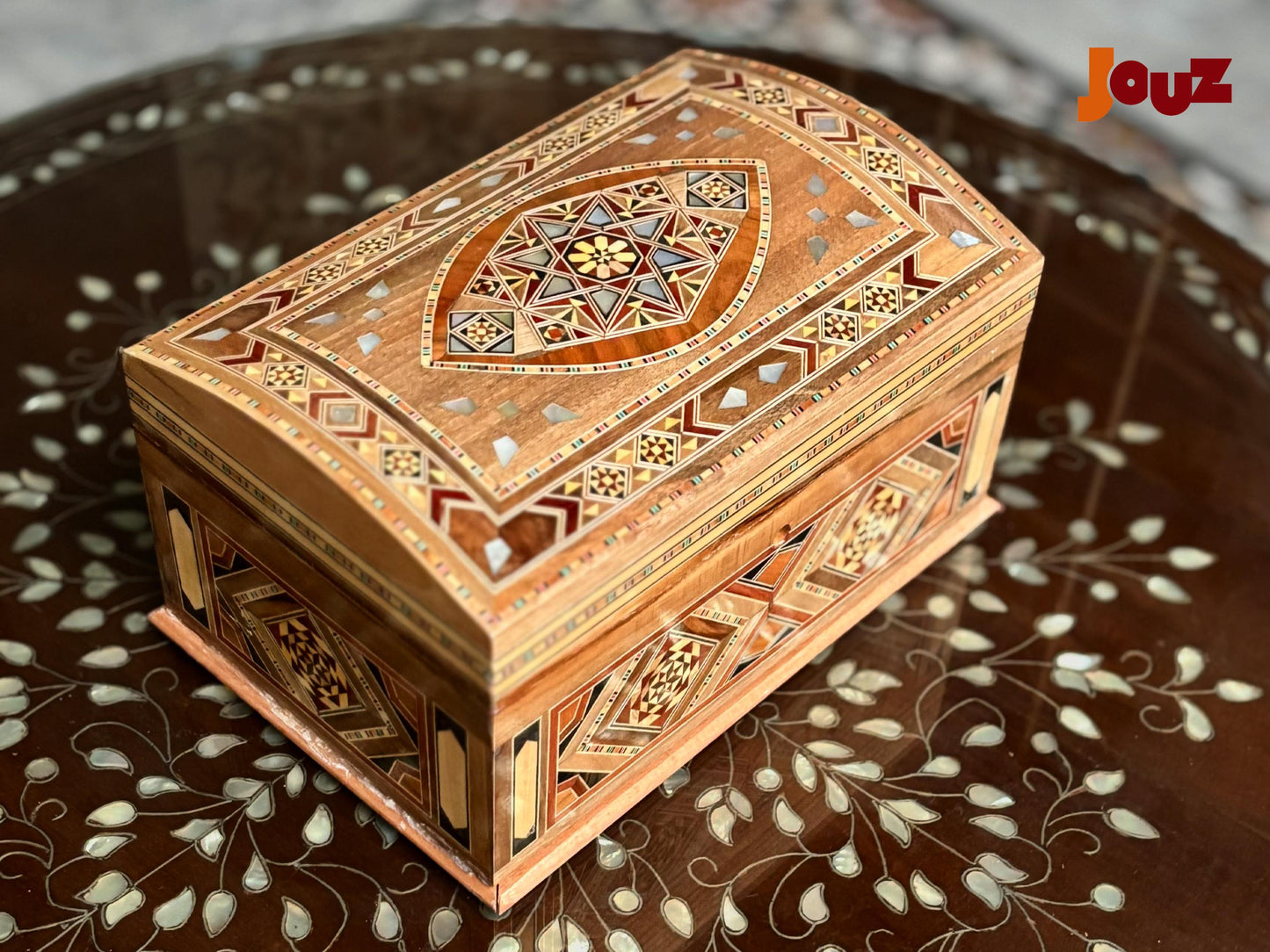 Handcrafted Wooden Mosaic Keepsake Box with Lock & Key – Unique Decorative Storage
