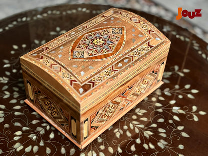 Handcrafted Wooden Mosaic Keepsake Box with Lock & Key – Unique Decorative Storage