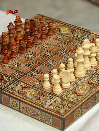 Luxury Wooden Chess Backgammon Set - 2-in-1 Folding Game Board - Wedding Gift, Collector's Item - birthday gift