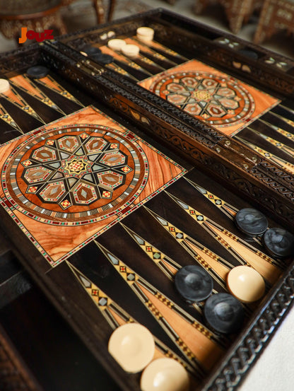 Luxury Backgammon Masterpiece – Exclusive One-of-a-Kind Collector's Set, Handcrafted High-End Board with Mother of Pearl Inlay