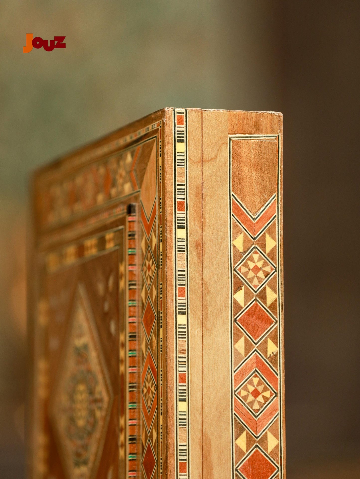Handmade Square Wooden Mosaic Box – Decorative Wood Inlay Tile – Geometric Jewelry Trinket Box – Boho Home Decor Gift