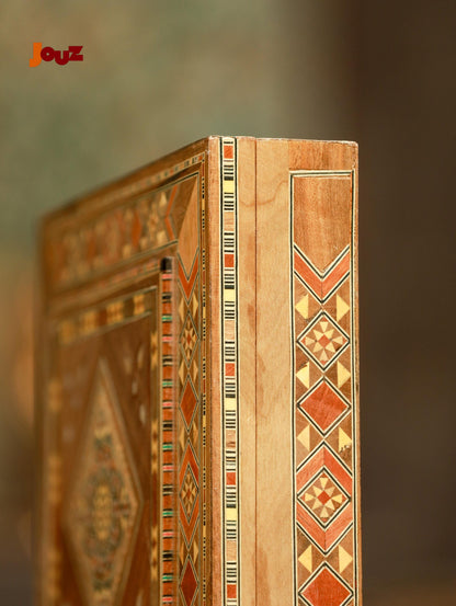 Handmade Square Wooden Mosaic Box – Decorative Wood Inlay Tile – Geometric Jewelry Trinket Box – Boho Home Decor Gift