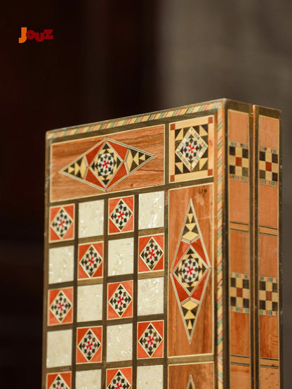 Handmade Wooden Backgammon & Chess 2-in-1 Set - Travel Size Folding Board Game - Complete with Pieces - Perfect Gift for Gamers