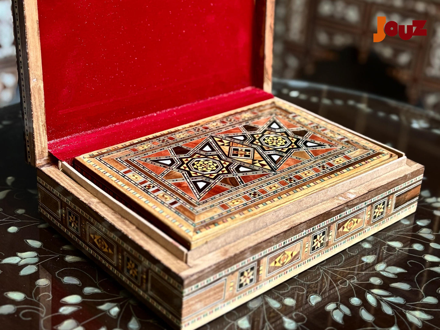 Set of 3 Wooden Mosaic Boxes – Small, Medium & Large – Handcrafted Decorative Trinket Boxes, perfect gift idea