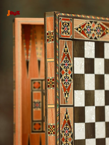 Handcrafted Wooden Backgammon & Chess Set – 3 Sizes (Small, Medium, Large) – 3 Games in 1